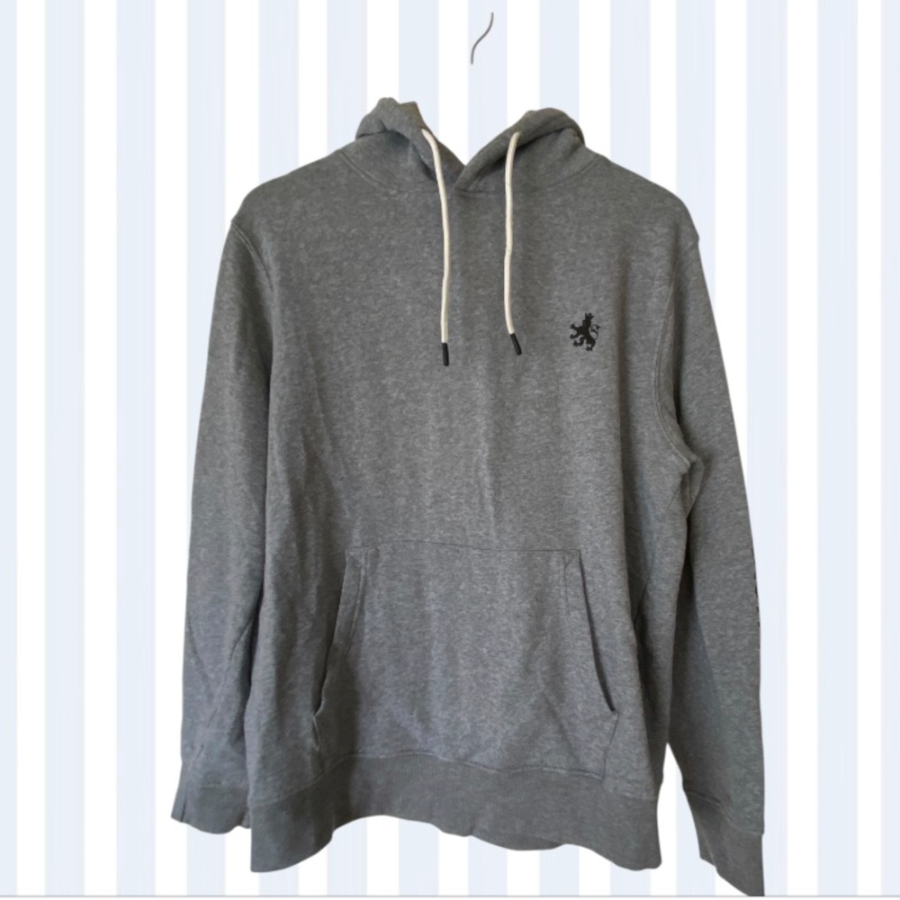 RUGBY UNIVERSITY Men's Gray Hoodie With Embroidered Detail Size L